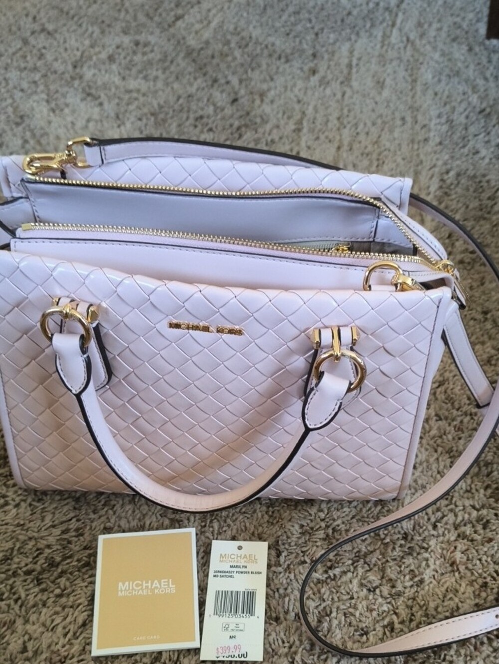 MICHAEL Michael Kors Powder Blush Woven Leather Satchel